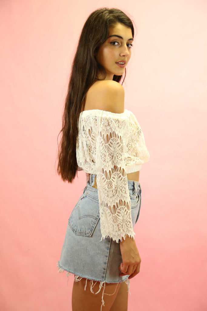 70's Style Gypsy Lace Top White