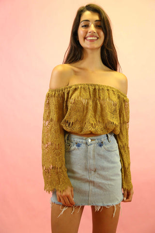 70's Style Gypsy Lace Top Cream