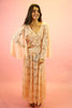 70s Style Pink Lace Angel Sleeve Maxi Dress