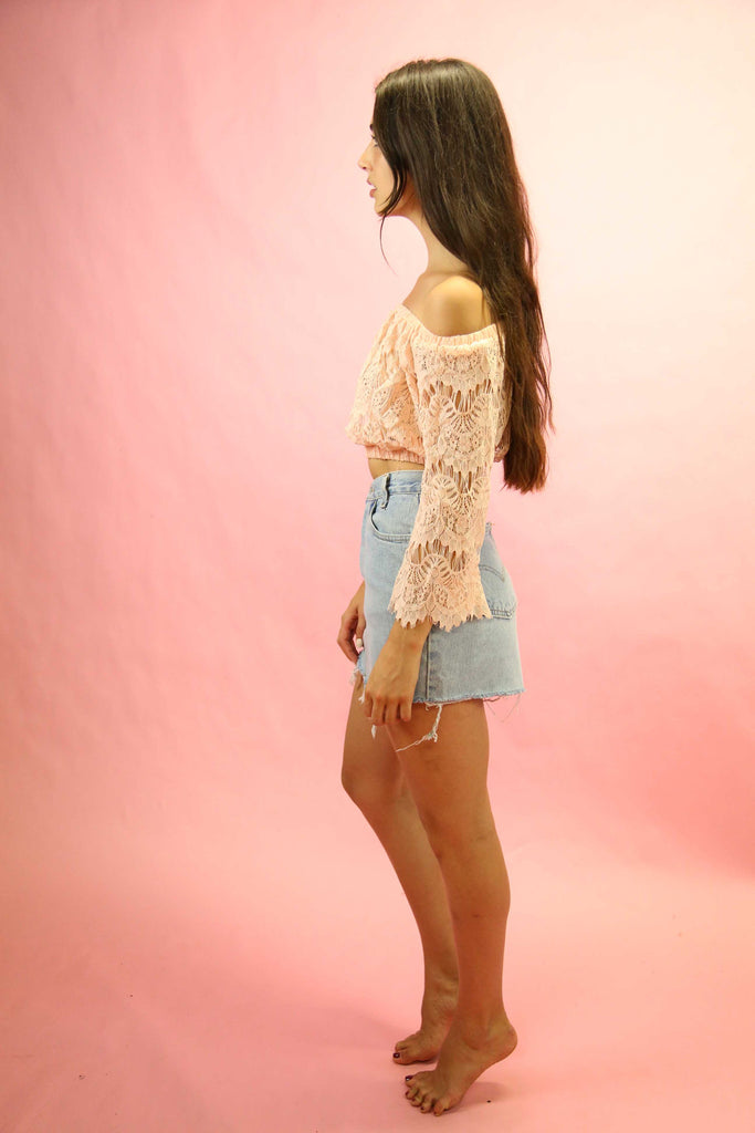 70's Style Gypsy Lace Top Pink