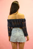 70's Style Gypsy Lace Top Navy