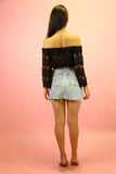 70's Style Gypsy Lace Top Black